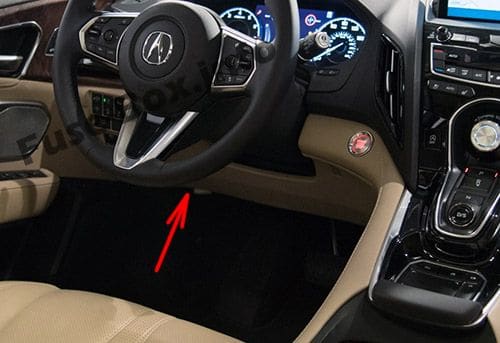 The location of the fuses in the passenger compartment: Acura RDX (2019-...)