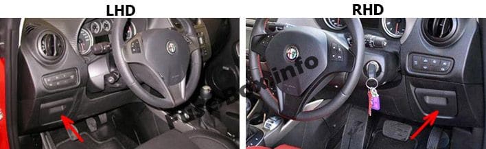 The location of the fuses in the passenger compartment: Alfa Romeo MiTo (2014, 2015, 2016, 2017)