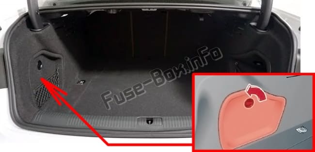 The location of the fuses in the trunk: Audi A4/S4 (2020, 2021, 2022)