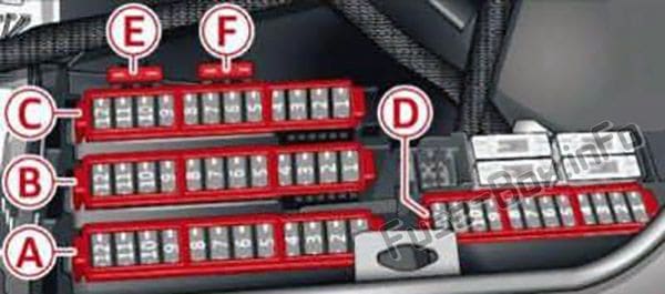 Fuse box diagram (Luggage compartment): Audi A6 / S6 (C7/4G; 2012, 2013, 2014, 2015, 2016, 2017, 2018)