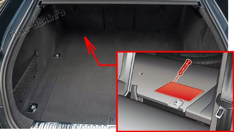 The location of the fuses in the trunk: Audi A7 / S7 (2018, 2019, 2020...)
