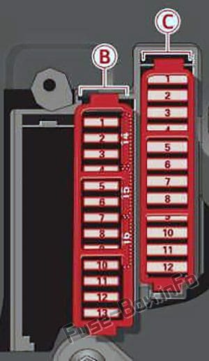Fuse box diagram (left side of the instrument panel): Audi A8 / S8 (D4/4H; 2011, 2012, 2013, 2014, 2015, 2016, 2017)