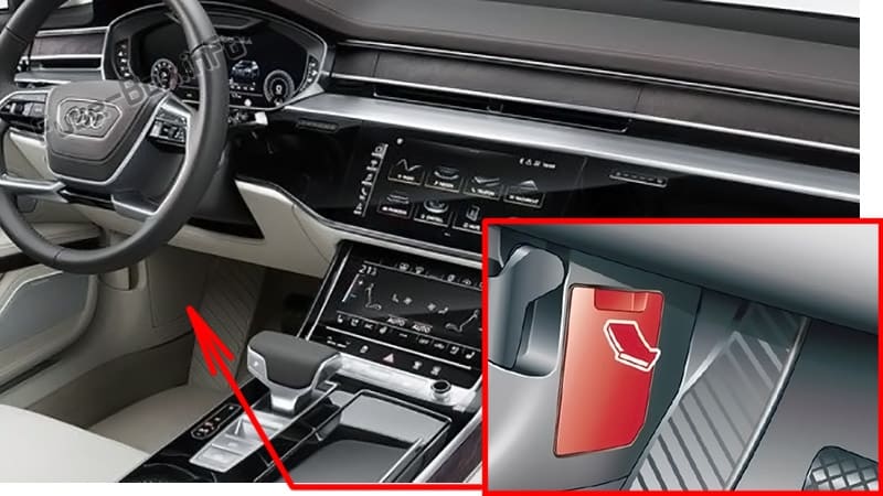 The location of the fuses in the passenger compartment: Audi A8 / S8 (2018-2020...)