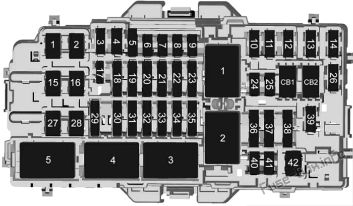 Instrument panel fuse box diagram: Cadillac CT4 (2020, 2021)
