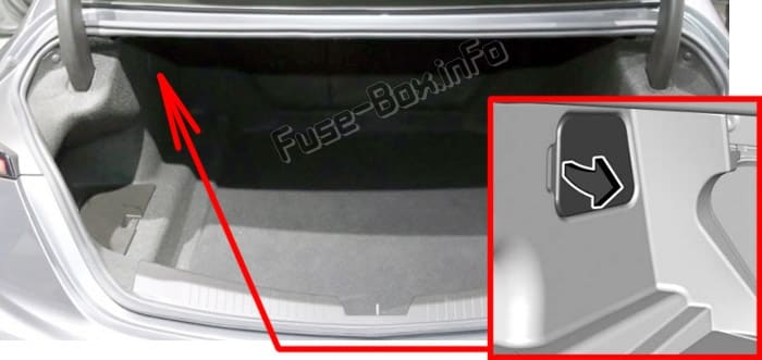 The location of the fuses in the trunk: Cadillac CT5 (2020)