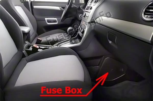 The location of the fuses in the passenger compartment: Chevrolet Captiva Sport (2012-2016)