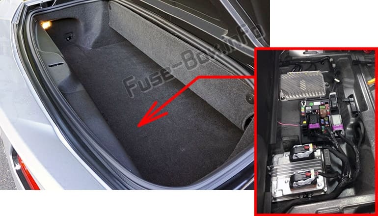 The location of the fuses in the trunk: Chevrolet Corvette (C7; 2014-2019-..)