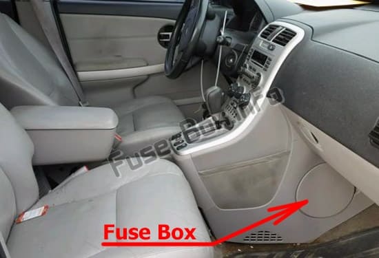 The location of the fuses in the passenger compartment: Chevrolet Equinox (2005-2009)