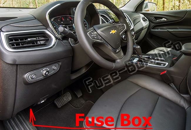 The location of the fuses in the passenger compartment: Chevrolet Equinox