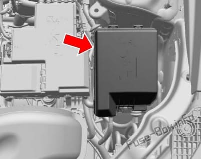 The location of the fuses in the engine compartment: Chevrolet TrailBlazer (2020, 2021...)