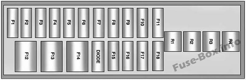 Instrument panel fuse box #1 diagram: Chevrolet Volt (2011, 2012, 2013, 2014, 2015)