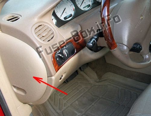 The location of the fuses in the passenger compartment: Chrysler 300M (1999, 2000, 2001, 2002, 2003, 2004)