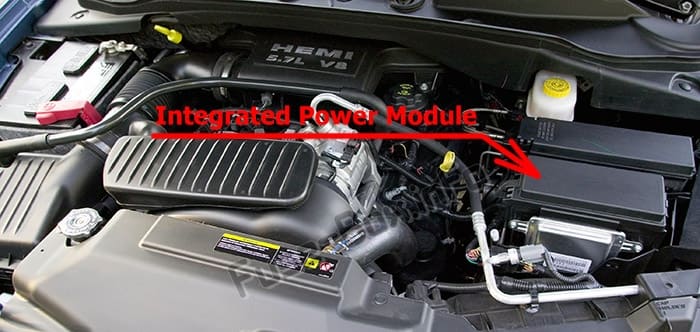 The location of the fuses in the engine compartment: Chrysler Aspen (2004-2009)