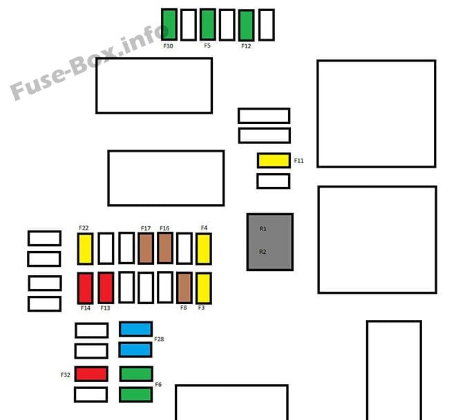 Instrument panel fuse box diagram: Citroen C4 (2011, 2012, 2013, 2014, 2015, 2016, 2017)