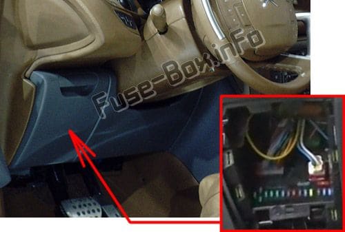 The location of the fuses in the passenger compartment (LHD): Citroen C5