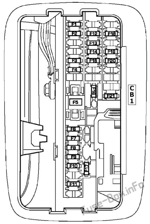 Interior fuse box diagram: Chrysler Aspen (2004, 2005, 2006, 2007, 2008, 2009)