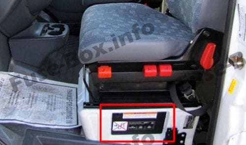 Fuse Box under driver's seat (location): Dodge Sprinter (2002, 2003, 2004, 2005, 2006)