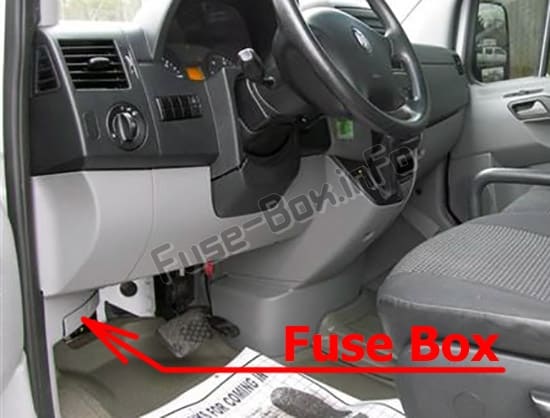 The location of the fuses in the passenger compartment: Dodge Sprinter (2007-2010)