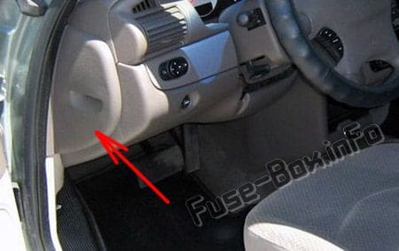 The location of the fuses in the passenger compartment: Dodge Stratus (2001, 2002, 2003, 2004, 2005, 2006)