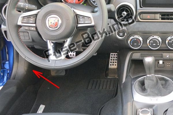 The location of the fuses in the passenger compartment: Fiat 124 Spider (2016, 2017, 2018, 2019)