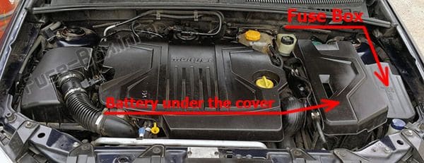 The location of the fuses in the engine compartment: Fiat Croma (2005, 2006, 2007, 2008, 2009, 2010, 2011)