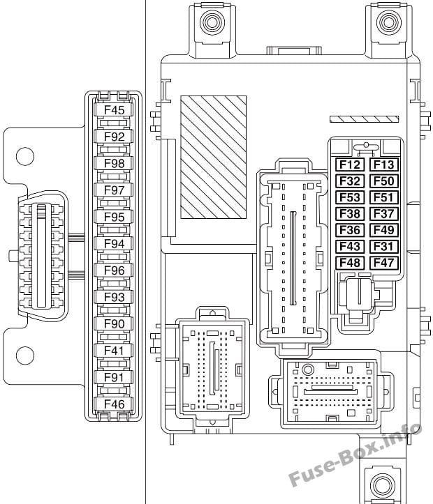 Instrument panel fuse box diagram: Fiat Doblo (2010, 2011, 2012, 2013, 2014)