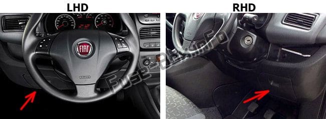 The location of the fuses in the passenger compartment: Fiat Doblo (2010-2018)