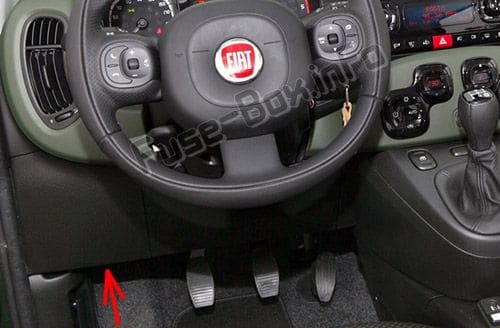 The location of the fuses in the passenger compartment: Fiat Panda (2012, 2013, 2014, 2015, 2016, 2017, 2018)
