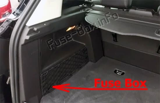 The location of the fuses in the trunk: Ford C-MAX Hybrid/Energi (2012-2018)