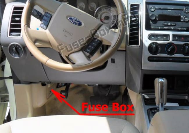 The location of the fuses in the passenger compartment: Ford Edge (2007-2010)