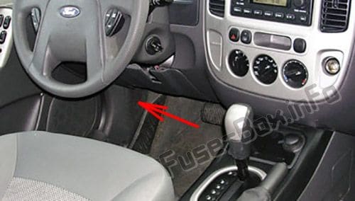 The location of the fuses in the passenger compartment: Ford Escape (2001, 2002, 2003, 2004)