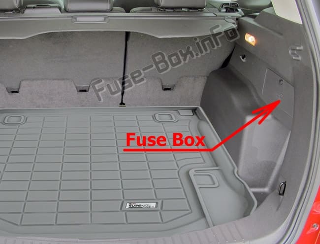 The location of the fuses in the trunk: Ford Escape (2013-2019)