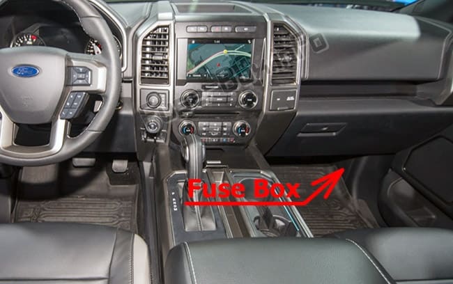 The location of the fuses in the passenger compartment: Ford F-150 (2015-2019..)