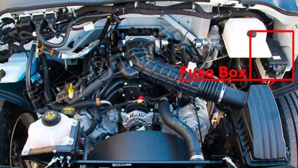 The location of the fuses in the engine compartment: Ford F-650, F-750 (2017, 2018, 2019-...)