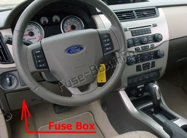 The location of the fuses in the passenger compartment: Ford Focus (2008-2011)