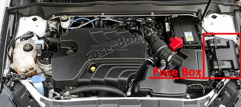 The location of the fuses in the engine compartment: Ford Mondeo (Mk5; 2015-2019..)