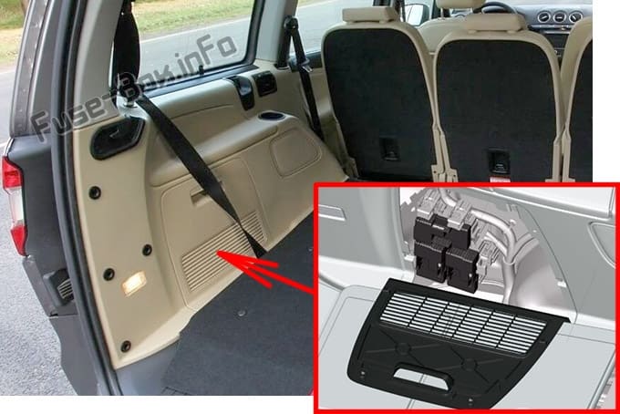 The location of the fuses in the trunk: Ford S-MAX / Ford Galaxy (2006-2014)