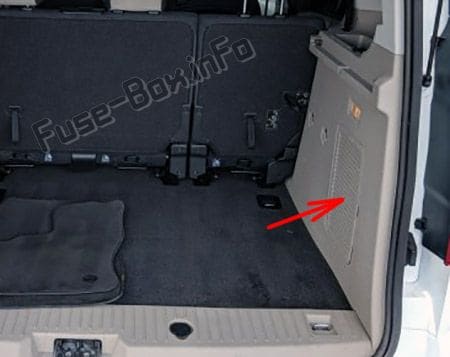 The location of the fuses in the trunk: Ford Transit Connect (2014, 2015, 2016, 2017, 2018)