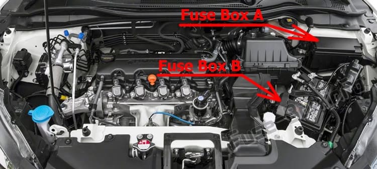 The location of the fuses in the engine compartment: Honda HR-V (2016-2019..)