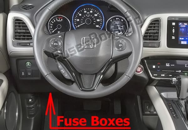 The location of the fuses in the passenger compartment: Honda HR-V (2016-2019..)