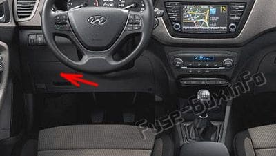 The location of the fuses in the passenger compartment (LHD): Hyundai i20 (2015-2018)