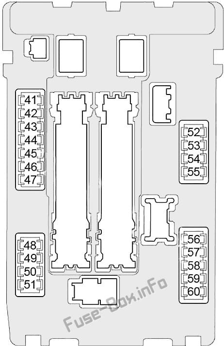 Under-hood fuse box #1 diagram: Infiniti EX35/EX37 (2007, 2008, 2009, 2010, 2011, 2012, 2013)