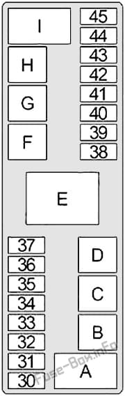 Under-hood fuse box diagram: Infiniti G20 (1998, 1999, 2000, 2001, 2002)
