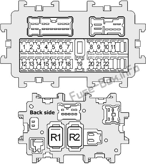 Interior fuse box diagram: Infiniti M35, M45 (2006, 2007, 2008, 2009, 2010)