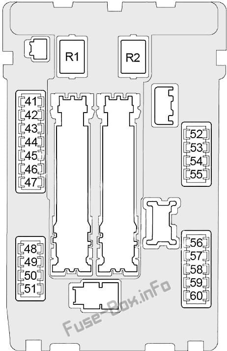 Under-hood fuse box #1 diagram: Infiniti M37, M56 (2010, 2011, 2012)