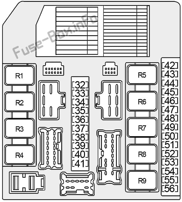 Under-hood fuse box #1 (ver.1) diagram: Infiniti QX56 (2004, 2005, 2006, 2007, 2008, 2009, 2010)