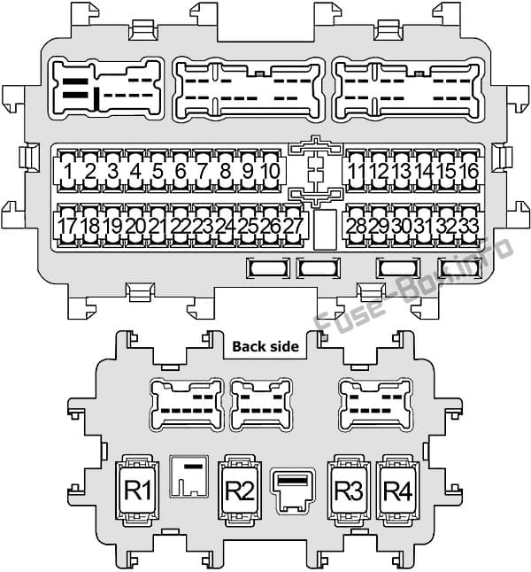 Instrument panel fuse box diagram: Infiniti JX35, QX60 (2012, 2013, 2014, 2015, 2016, 2017)