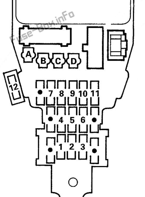 Interior fuse box diagram: Isuzu Oasis (1996, 1997, 1998, 1999)