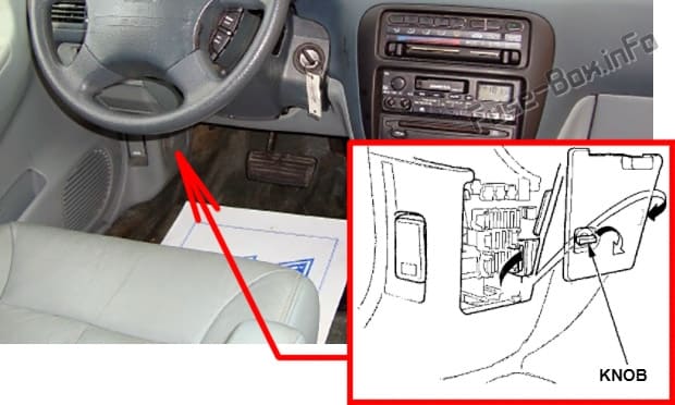 The location of the fuses in the passenger compartment: Isuzu Oasis (1996-1999)