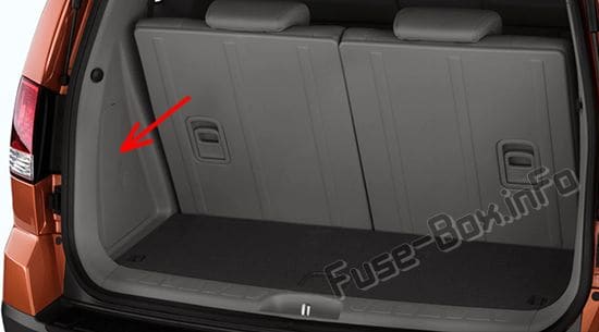 The location of the fuses in the trunk: KIA Borrego / Mohave (2009-2017)